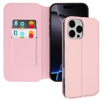 Ohišje za iPhone 16 Pro Clapet Card in Video Holder, Šampanjec roza