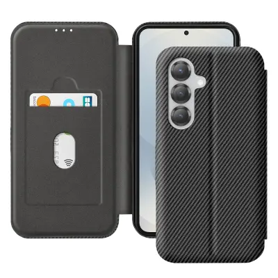 Ohišje za Samsung S25 Plus z videom iz ogljikovih vlaken in podporo proti RFID, Črna