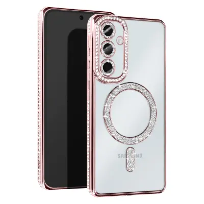 Diamantno ohišje za Samsung Galaxy A55 MagSafe Contour Strass, Šampanjec roza