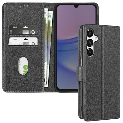Ohišje za Samsung Galaxy A16 Clapet Denarnica in držalo za videoposnetke, Črna