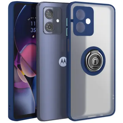 Pokrov za Motorola Moto G54 Kovinski obročni video nosilec, Modra noč