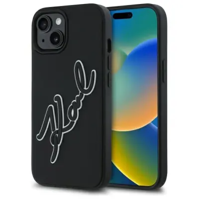 GUMIJASTI OVITEK KARL LAGERFELD ZA IPHONE 15 6.1 3D TRDI PODPIS