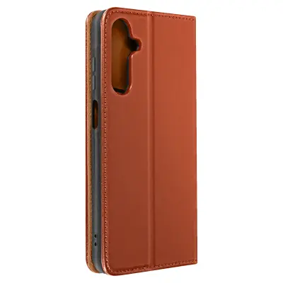 Torbica za Samsung Galaxy A25 5G Primerek za kartice iz pravega usnja, Svetlo rjava
