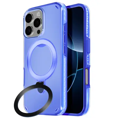 Trdo ohišje MagSafe za iPhone 16 Pro Max z zložljivim stojalom, Modra