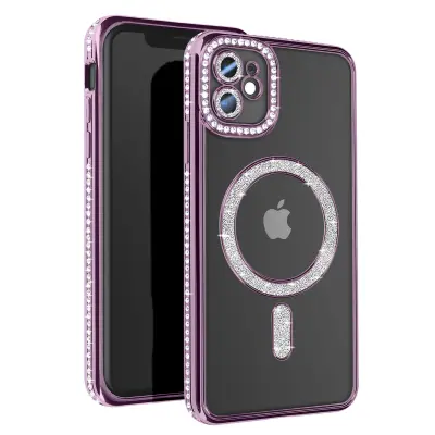 Diamantno ohišje za iPhone 11 Zaščita MagSafe Contour Strass, Vijolična
