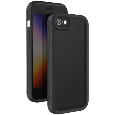 Ohišje za iPhone SE 2022 / 2020 , 8 / 7 Silikonski dvignjeni robovi, Črna