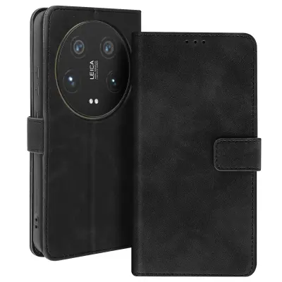 Ohišje za Xiaomi 14 Ultra Wallet Clapet Video podpora, Črna