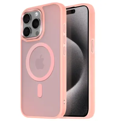 Ohišje MagSafe za iPhone 15 Pro Max Back Mat Frosted Obris, Roza