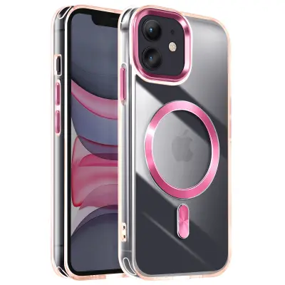 Ohišje MagSafe za iPhone 11 Dos Cristal Color, Šampanjec roza