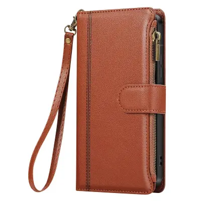 Zadeva za Galaxy A56 z zadrgo in snemljivim ramenskim pasom, Rjava