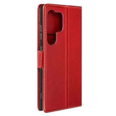 Torbica s preklopom za Samsung Galaxy S24 Ultra Denarnica z magnetno zaponko - Umetno usnje, Rdeča