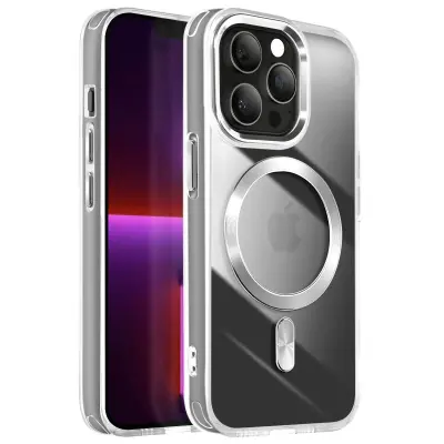 Ohišje MagSafe za iPhone 13 Pro Max Crystal Back Color, Srebrna