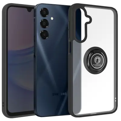 Coque pour Samsung Galaxy A16 Bague Métallique Support Vidéo, Črna