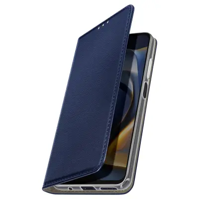 Ohišje za Motorola Moto E15 / G05 Clamshell Magnetno stojalo za denarnico, Modra noč