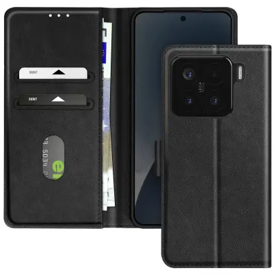 Ohišje za Xiaomi 15 Clapet Portfelj and Video Holder, Črna