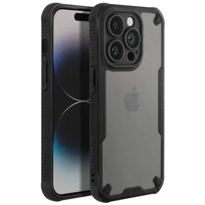 Ohišje za iPhone 14 Pro z ojačanimi vogali proti vbodu mat hrbtna stran, Črna