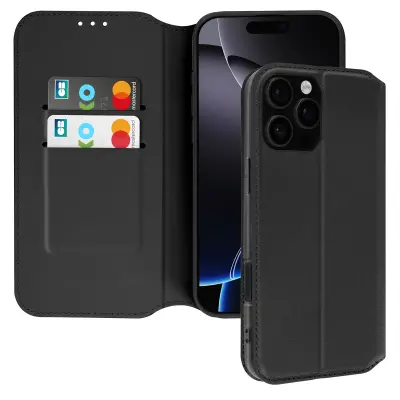 Ohišje za iPhone 16 Pro Clapet Card in Video Holder, Črna