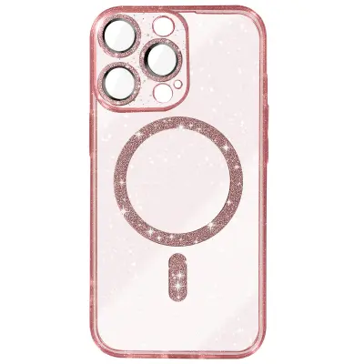 Ohišje za iPhone 14 Pro Max MagSafe Glitter, Šampanjec roza