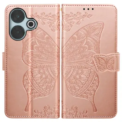 Ohišje Mandala Butterfly za Xiaomi Redmi 13 Wallet Strap, Šampanjec roza