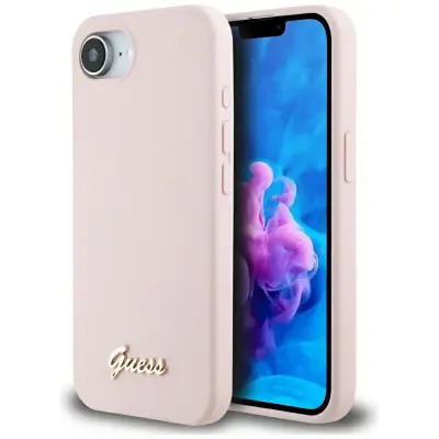 GUESS OVITEK SILIKONSKI OVITEK PISKA LOGO ZA IPHONE 16E ZA MAGSAFE S KOVINO