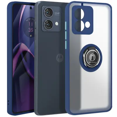 Pokrov za Motorola Moto G84 Kovinski obročni video nosilec, Modra noč