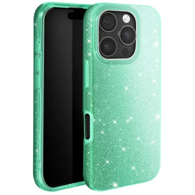 Ohišje z bleščicami za iPhone 16 Pro Odporen na udarce Glitter, Zelena