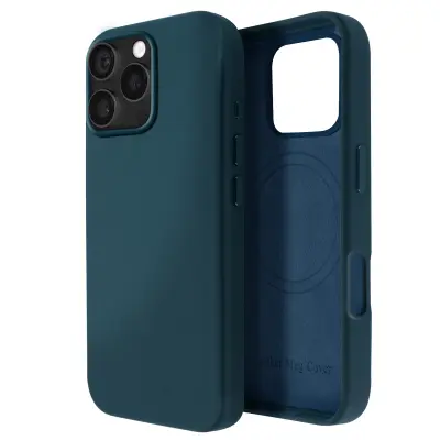 Ohišje MagSafe za iPhone 16 Pro Max iz visokokakovostnega veganskega usnja, Modro raca