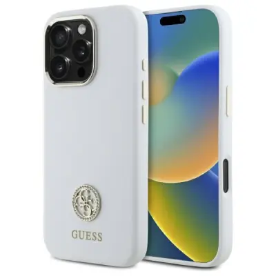 GUESS OVITEK TRDI ZA IPHONE 16 PRO 6.3 SILIKONSKI LOGO STRASS 4G LUXURY