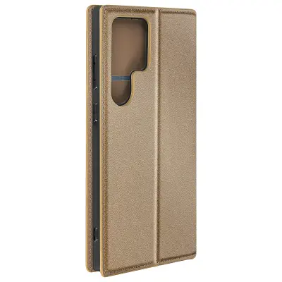 Ovitek za Galaxy S24 Ultra Card Holder Video Support Magnetic Flip, Zlata