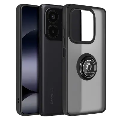 Ohišje za Xiaomi Redmi Note 14 5G s podporo za video obroče, Črna