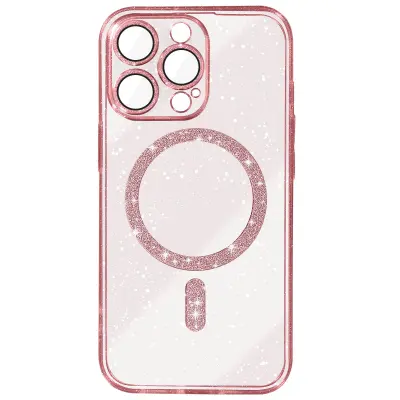 Ohišje za iPhone 15 Pro MagSafe Glitter, Šampanjec roza