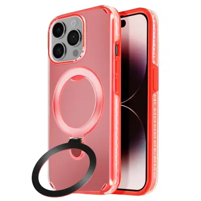 Trdo ohišje MagSafe za iPhone 14 Pro Max z zložljivim stojalom, Rdeča