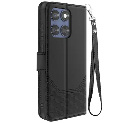 Ohišje za Motorolo Edge 60 Fusion in Edge 60 Denarnica 3D vzorec, Črna