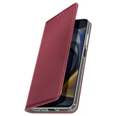 Ohišje za Motorolo Moto E15 / G05 Magnetno stojalo za denarnico Clamshell, Bordeaux