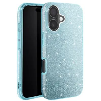Ohišje z bleščicami za iPhone 16 Plus Odporen na udarce Glitter, Modra