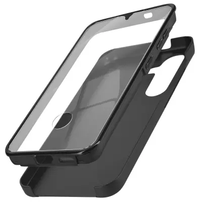 Ohišje za Samsung Galaxy S24 Zadnja toga sprednja mehka otipljiva, Črna