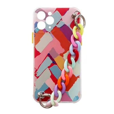 HURTEL BARVNI OVITEK CHAIN ​​​​CASE ZA IPHONE 13 PRO GEL Z VERIŽICO