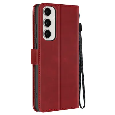 Ohišje za Samsung Galaxy S24 FE Wrist Strap Clap Wallet Support, Rdeča