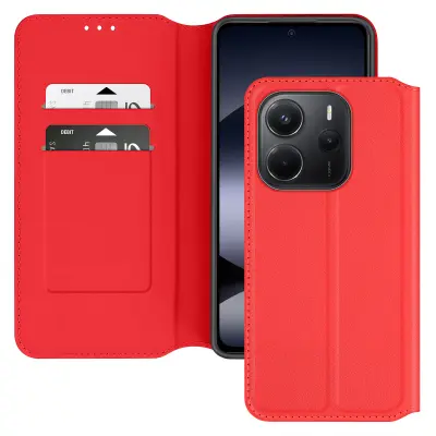 Ohišje za Xiaomi Redmi Note 14 4G Clamshell Card Holder and Video Holder, Rdeča
