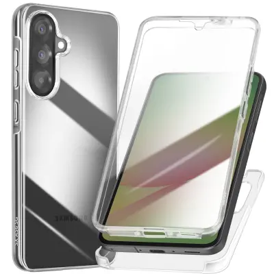 Integralno ohišje za Samsung A56 z dvignjenim robom kamere na otip, Prozorno
