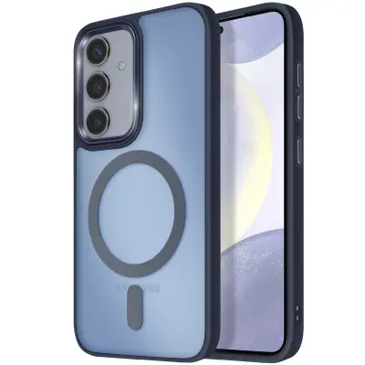 Ohišje MagSafe za Galaxy S24 Plus in S25 Plus Frosted Matte Back Obris, Modra noč