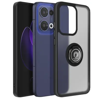 Ohišje za Oppo Reno 13 prozoren hrbtni magnetni obroč, Črna
