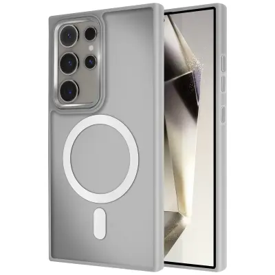 Ohišje MagSafe za Samsung Galaxy S24 Ultra Back Mat Frosted Obris, Siva