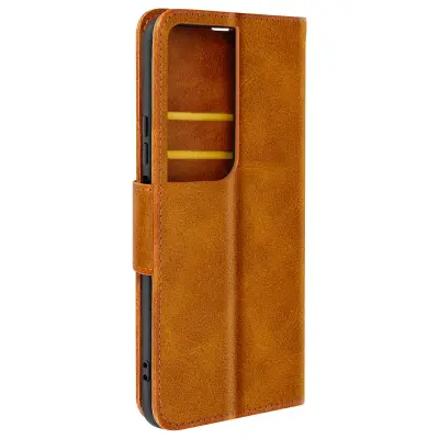 Torbica s preklopom za Honor 90 Smart Gladka teksturirana denarnica Flap, Svetlo rjava