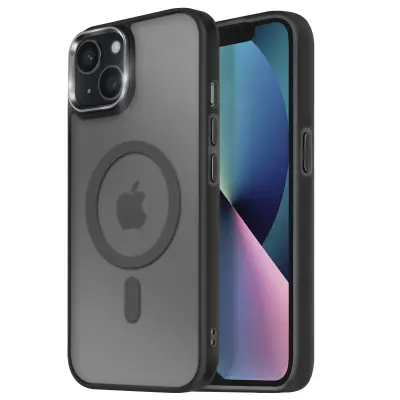 Ohišje MagSafe za iPhone 13 Hrbtna podloga Frosted Obris, Črna