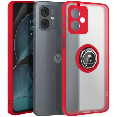 Ovitek za Motorola Moto G14 Kovinski obročni video nosilec, Rdeča