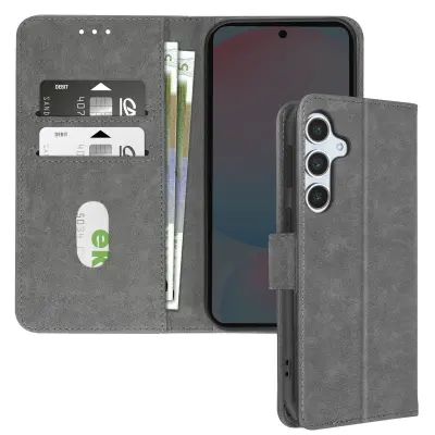 Ohišje za Samsung Galaxy S24 FE Clamshell Wallet in držalo za videoposnetke, Siva