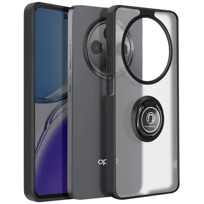 Prevleka za Oppo Reno 12F Magnetni obroč Prozoren hrbet, Črna