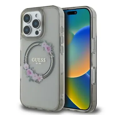 GUESS HARDCASE ZA IPHONE 16 PRO 6.3 ZA MAGSAFE IML VENČEK ROŽ