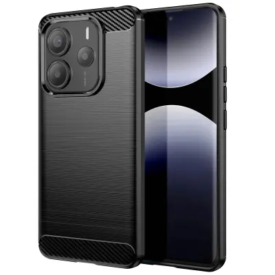 Ohišje za Xiaomi Redmi Note 14 5G Silikonski dizajn Brushed Carbon, Črna